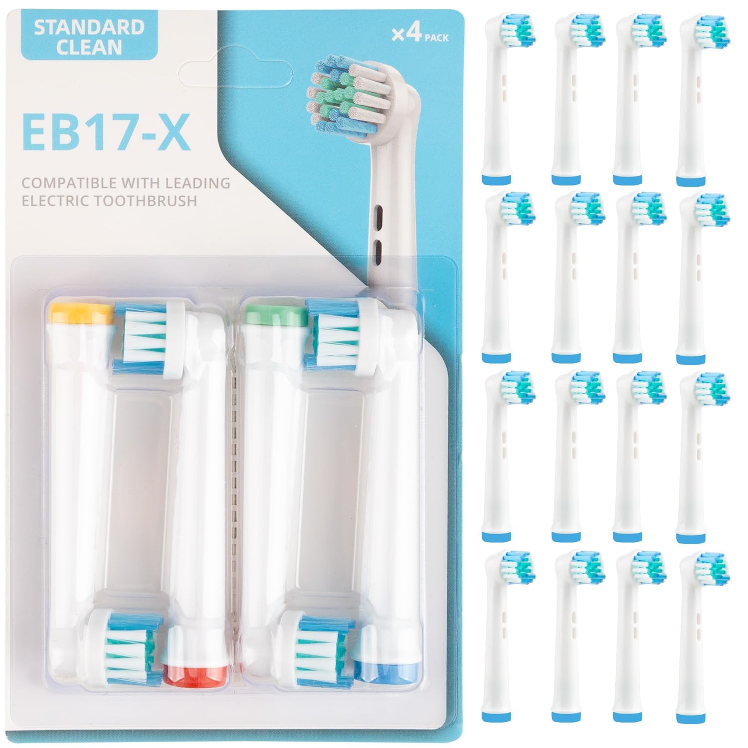 Photo 1 of ***2 PACKS INCLUDED***ibrush EB17-X Replacement Brush Heads Compatible with Oral-B Electric Toothbrushes,16 pcs, Standard Firmness, Toothbrush Refills with Durable and Flexible Design, Easy to Install Replacement Heads***2 PACKS INCLUDED***