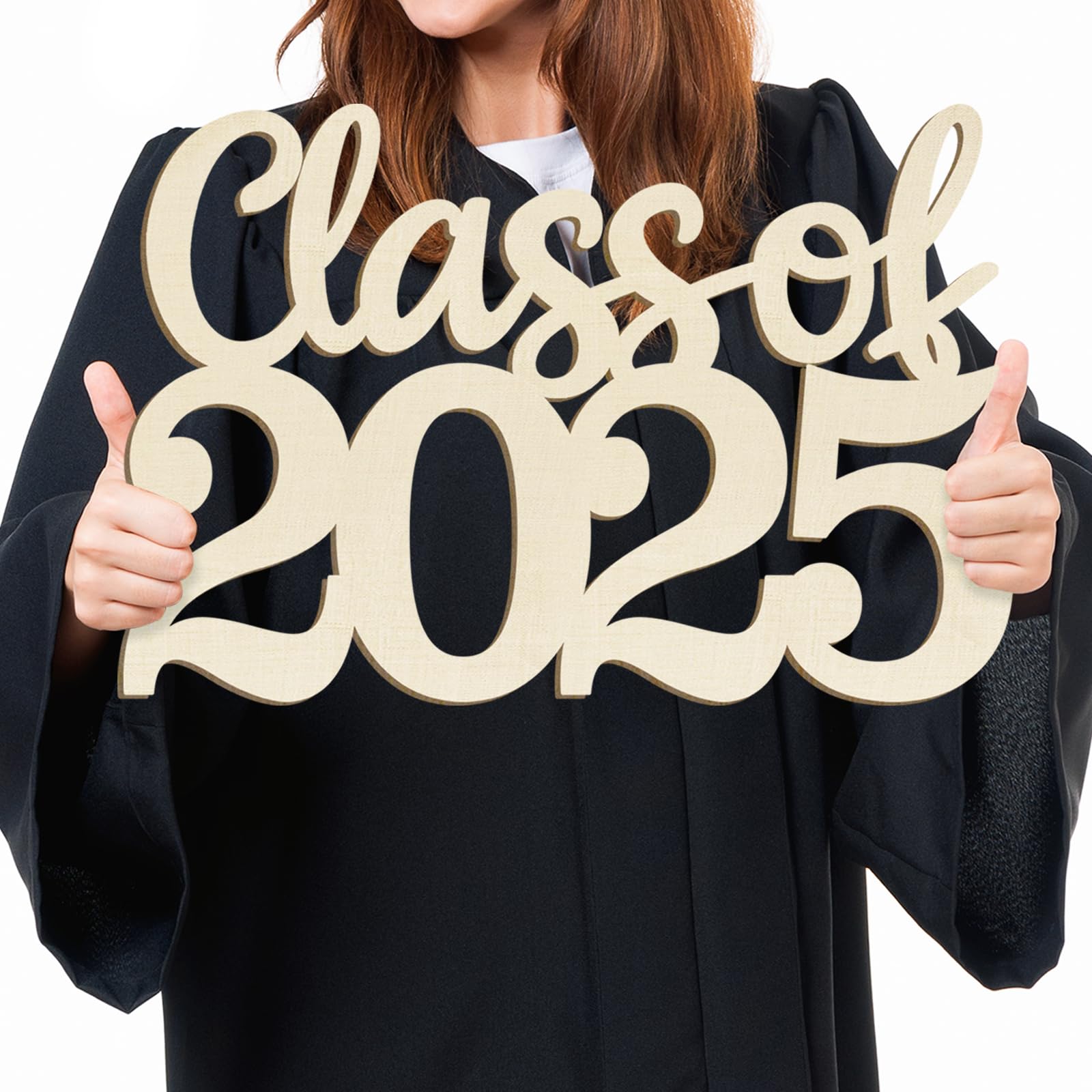 Photo 1 of Wooden Class of 2025 Sign Senior 2025 Graduation Props for Photoshoot 2025 Class of Grad Photo Props Graduation Signs College High School Party Supplies Unfinished Grad Ornaments to Paint