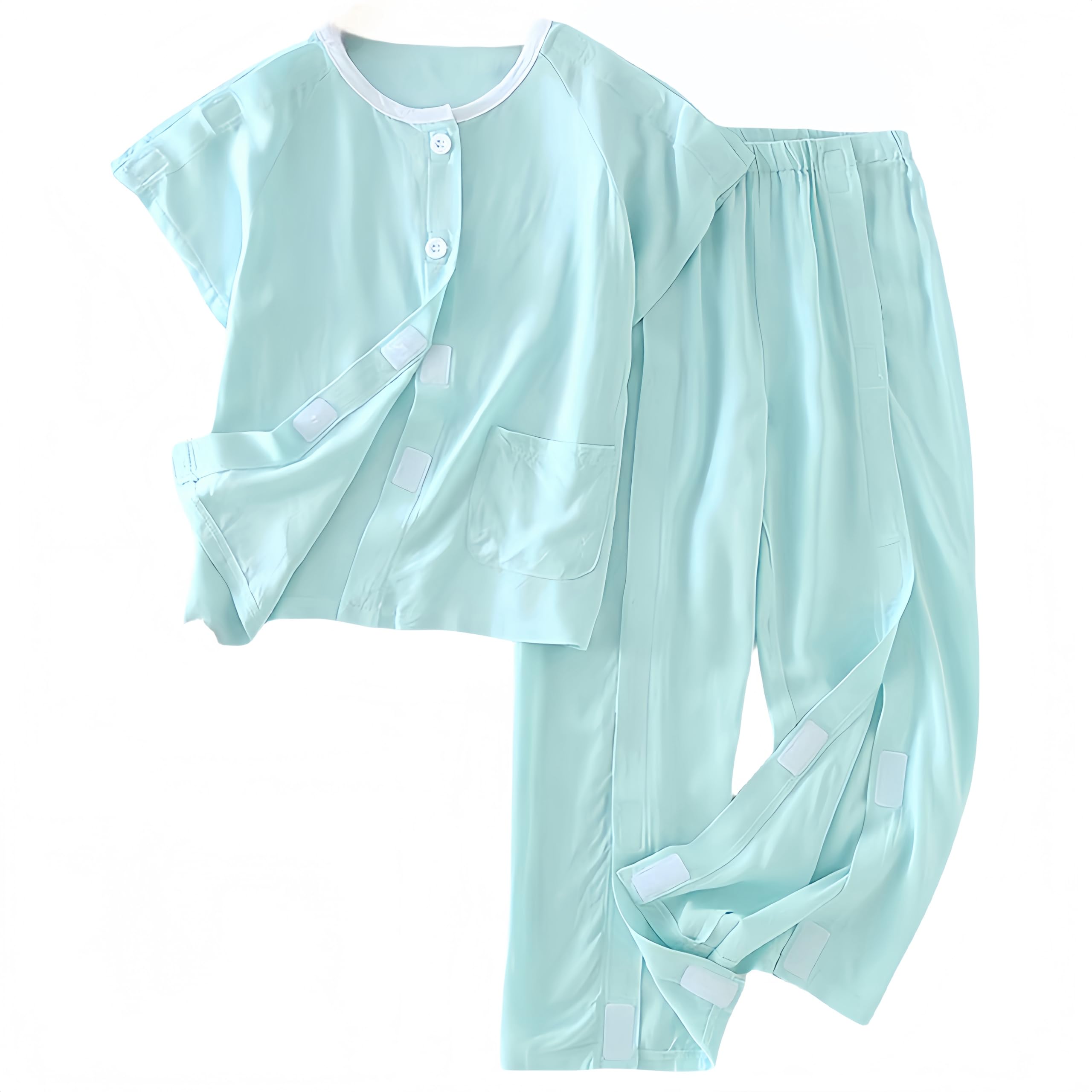 Photo 1 of WEEOATAR Hospital Gown Disability Aids for Kid Post Surgery Clothing, Full Open, Easy to Wear with Magic Stickers, Incontinence Clothing for Boys and Girls (Green, 120cm/47.2in)