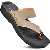 AEROTHOTIC Comfy Arch Support flip flops for women Split Toe Stylish Cushioned Strap with non-slip footbed Walking Dressy Sandals Indoor and Outdoor