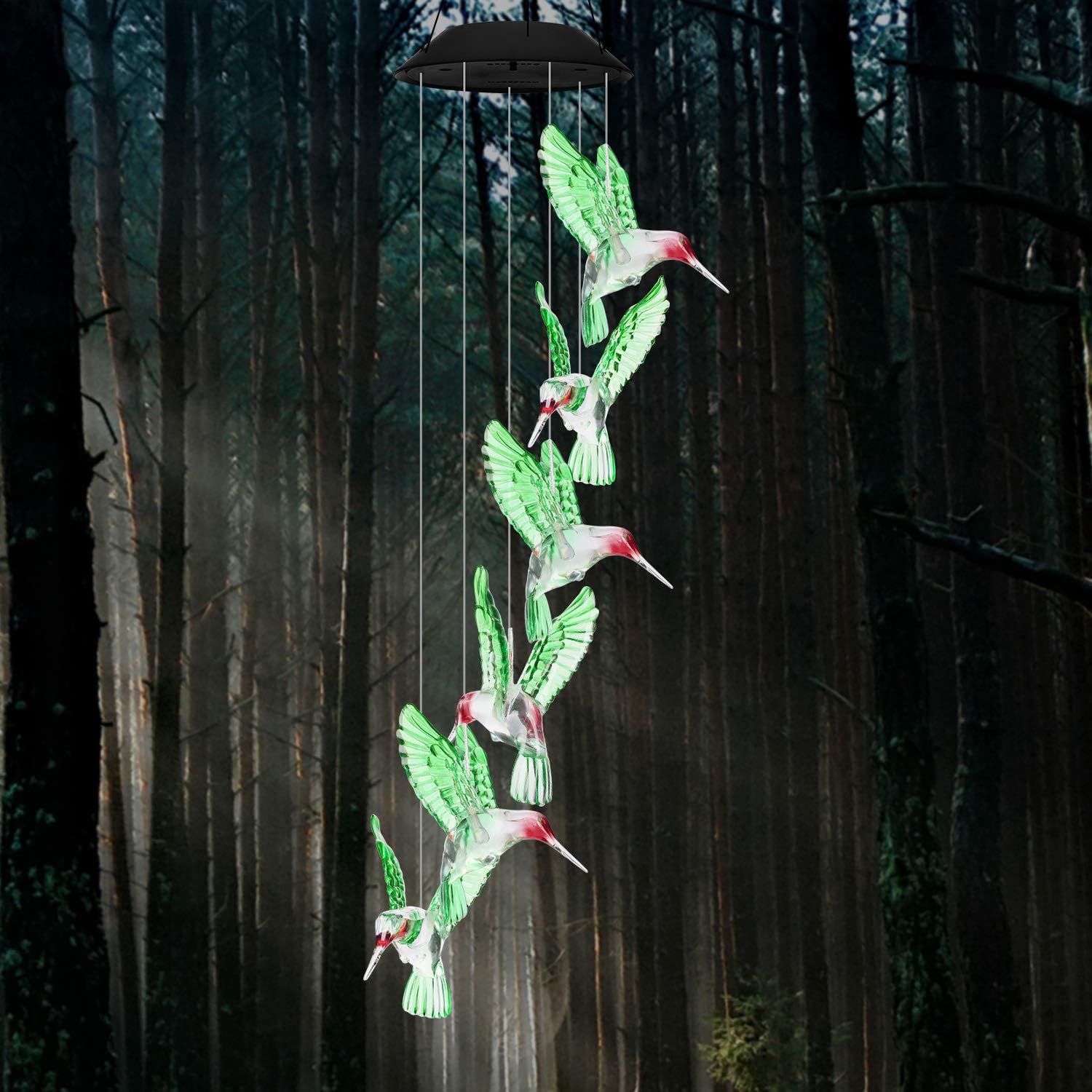 eQFeast Solar Hummingbird Wind Chimes, Gifts for Mom, Color-Changing LED Solar Mobile Wind Chime, Waterproof Six Hummingbird Wind Chimes for Home Party Night Garden Decoration, Valentines Gift : Garden & Outdoor