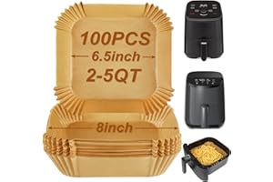 BYKITCHEN Small Air Fryer Disposable Paper Liners for 2 to 5QT Airfryer, Mini Air Fryer Parchment Paper Liners, Compatible with CHEFMAN 2 QT, Cosori 2.1 QT, Dash, Instant Pot Mini Airfryer