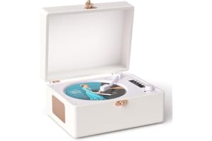 VICTRESS Retro CD Player with Bluetooth for Home Portable CD Player with Built-in Rechargeable Battery,Compact Desktop Design,USB,AUX,Headphone Jack,Vintage Music Player for Music Lovers (White)