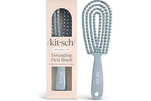 Kitsch Detangler Brush – Flexible Curly Hair Brush for Women, Men & Kids | Detangling Hairbrush with Bendable Frame and Ultra-Smooth Bristles for Wet or Dry Strands - Haze Blue