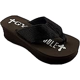 Gypsy Soule Women's Flip Flops 2" WEDGE Comfort Sole Sandals - Chocolate BROWN - Size 7