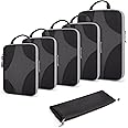 BAGSMART Compression Packing Cubes for Travel, Compressible Luggage Organizer for Cruise Ship, Lightweight Travel Essentials 6-Pack 1L+2M+2S+1Shoe Bag