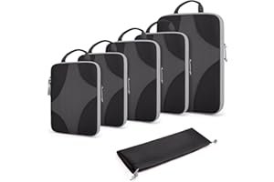BAGSMART Compression Packing Cubes for Travel, Compressible Luggage Organizer for Cruise Ship, Lightweight Travel Essentials 6-Pack 1L+2M+2S+1Shoe Bag