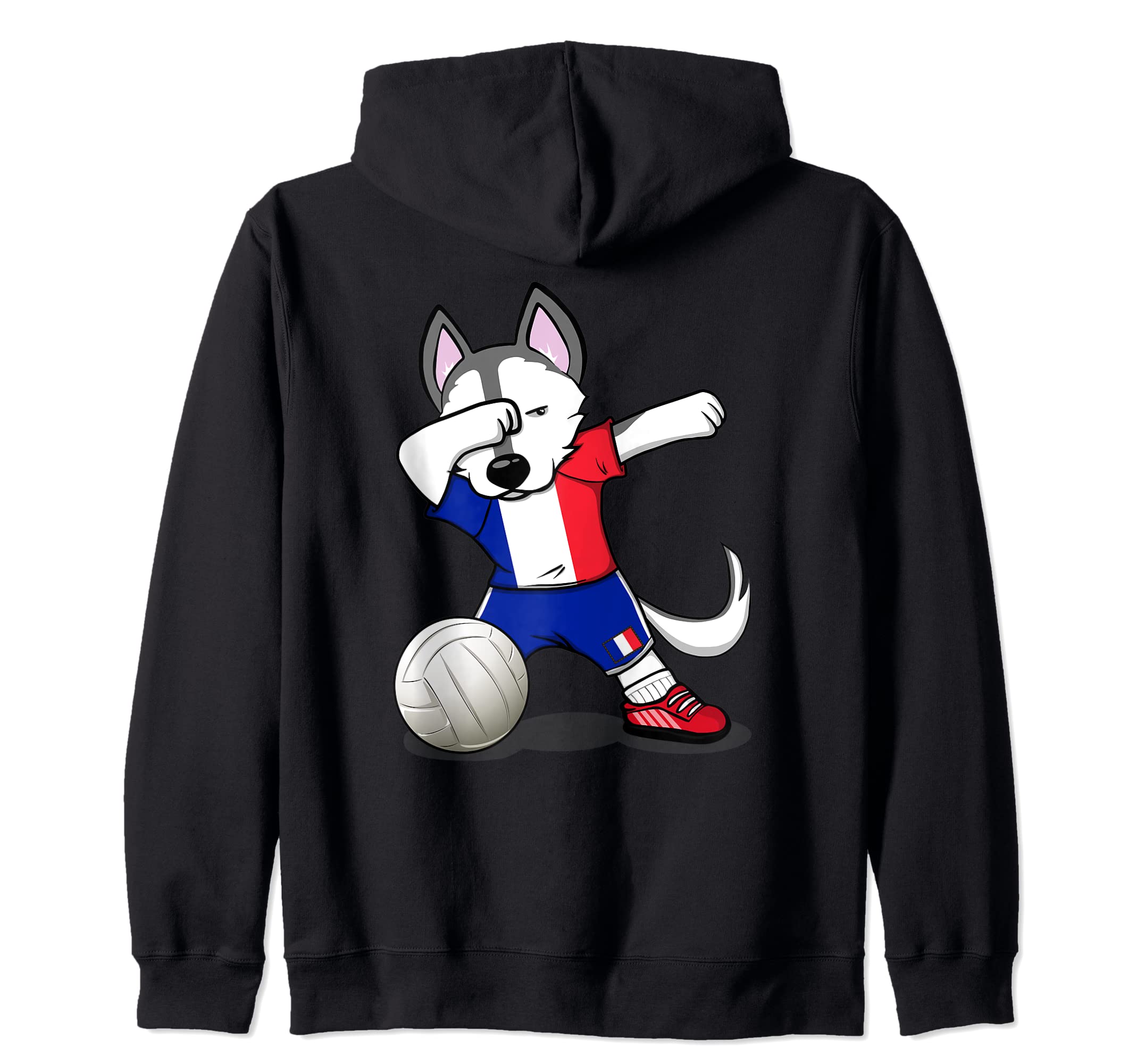 Dabbing Husky France Volleyball Fans Jersey - French Flag Zip Hoodie