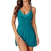 Avidlove Women's Nightgown Sexy Nightwear Modal Sleepwear Babydoll Lace Chemise Nightie V-Neck Full Slip Spaghetti Strap
