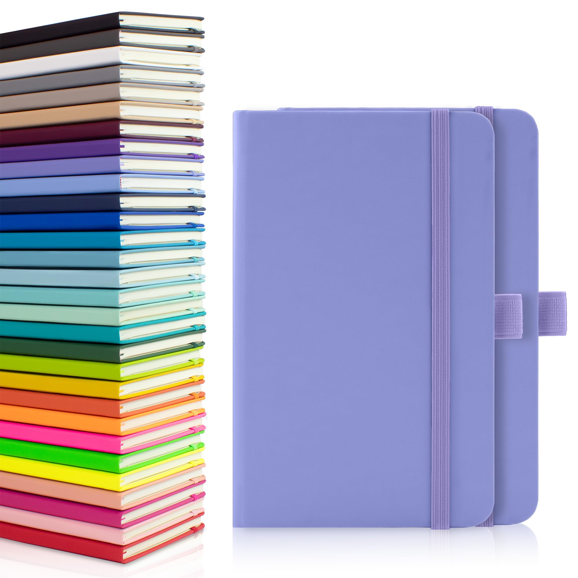Notes London 2 x A6 Notebooks, Double Pack with Lined Pages, Pen Loop and Expandable Paper Pocket Hardback Medium Journal New Notepad Note Book Notes Diary Pad (Pastel Purple) — image 1