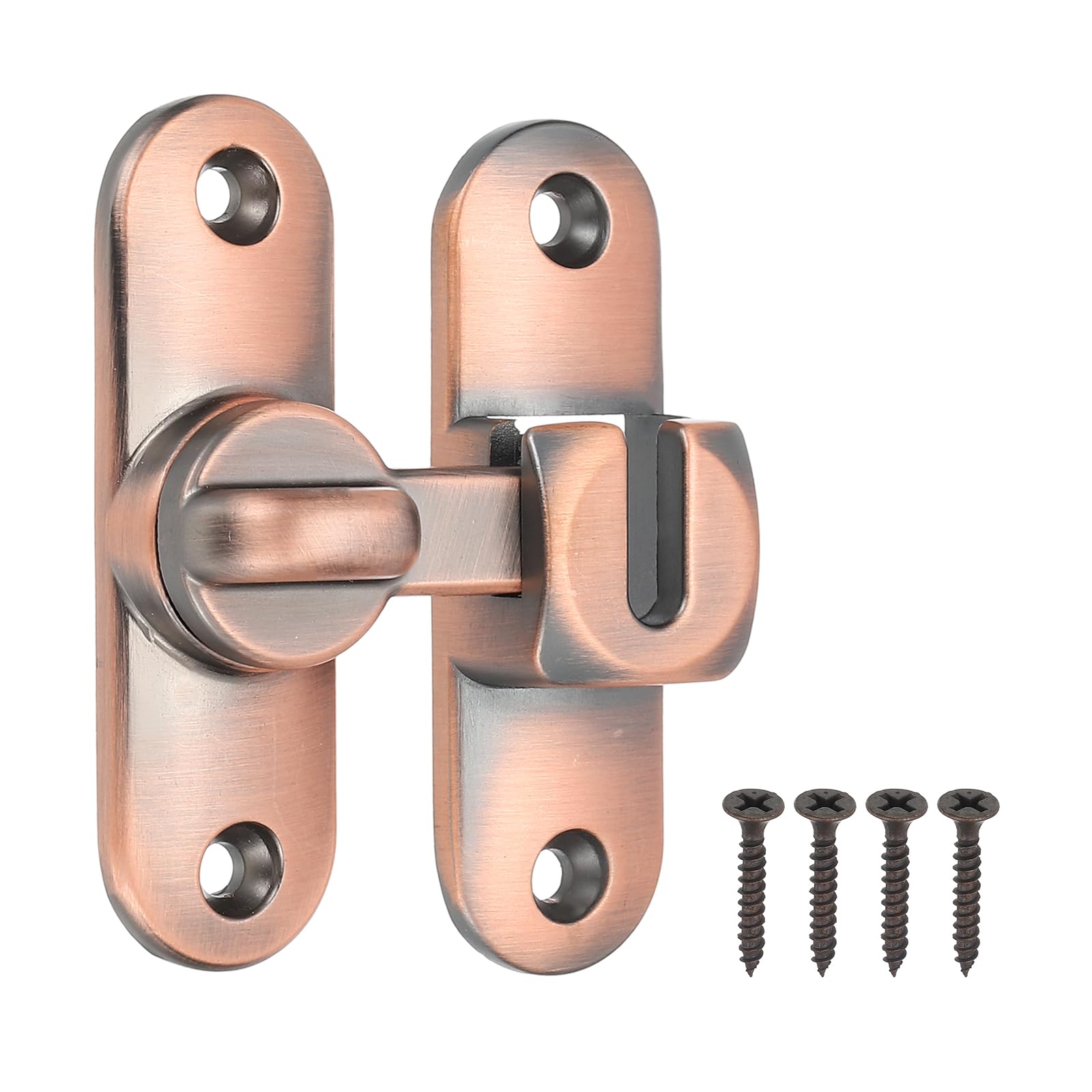 PATIKIL 1 Pack Flip Sliding Door Latch Safety Bar Gate Lock Hardware for Cabinet Bathroom Bedroom Garden, Copper Tone