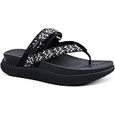 KuaiLu Womens Orthopedic Flip Flops With Arch Support Adjustable Thick Athletic Cushion Recovery Walking Sandals For Woman Ladies Fashion Comfortable Flip-Flop Slides, Water Resistant & Lightweight