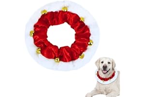 GOYOSWA Dog Christmas Outfit, Christmas Dog Collar with Bells Ornaments Holiday Neckwear Costume Clothes for Small Medium Large Dogs Pets (Red, Large)