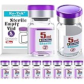 Ks-Tek Sterile Empty Vials with Self Healing Injection Port,with Flip Off Aluminum Cap,Sterile Package (5ml,10)