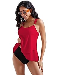 RXRXCOCO Women Tankini Bathing Suits Ruffle High