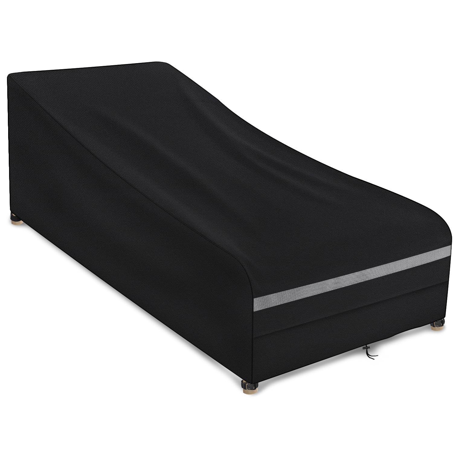 Dokon Garden Sunbed Covers Waterproof Outdoor Sun Lounger Cover with Air Vent, Heavy Duty 420D Oxford Fabric Windproof Anti-UV Patio Sunbed Lounger Cover, 200x75x40/70cm - Black