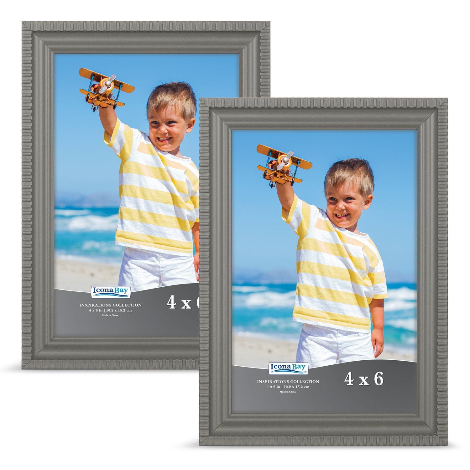 Icona Bay 4x6 Picture Frames Set (Set of 2), Gray Frame