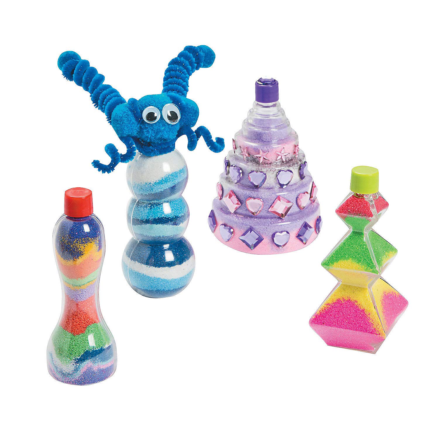 Fun Express Funny Sand Art Bottles Crafts for Kids Sand Art - 12 Pieces