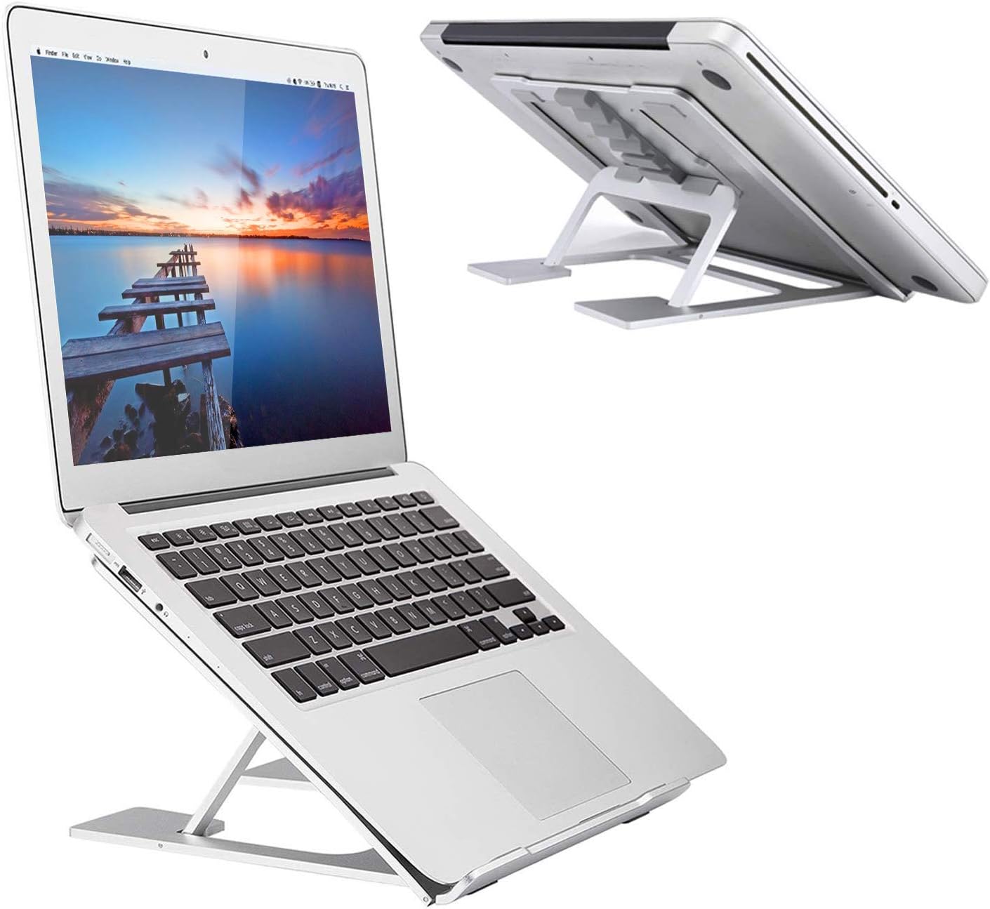 Coomaxx Adjustable Laptop Stand for Desk, Ergonomic Aluminum Computer Stand, Riser Notebook Holder Stand Compatible for MacBook, Air, Pro, Dell XPS, HP, Samsung, Lenovo More 10-17" Laptops(Silver)