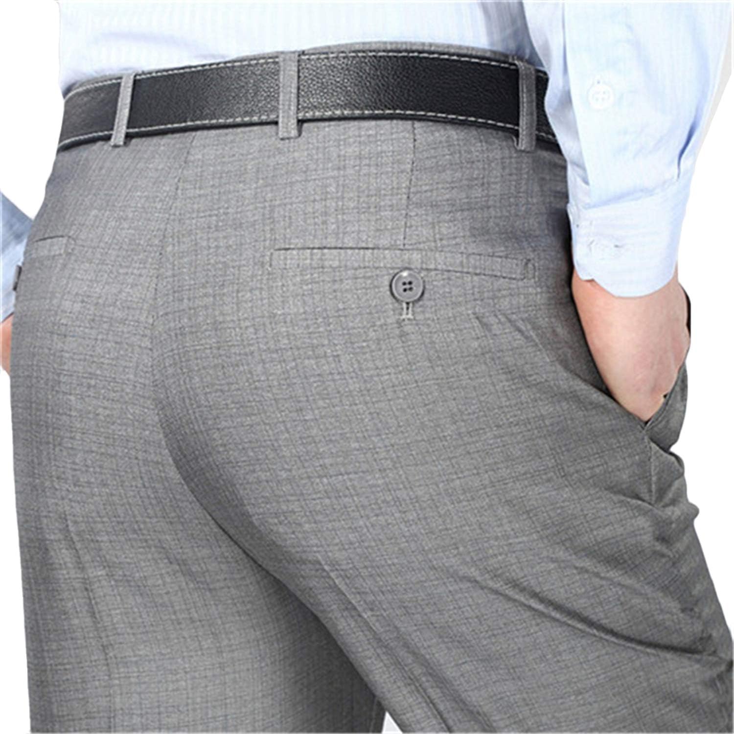 Men's Suit Pants Summer Silk Dress Pants Double Pleated Formal Trousers Clothing