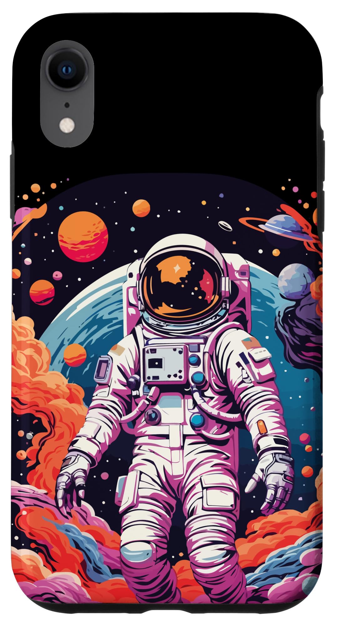 iPhone XR Astronaut Outer Space Colorful Planets Science Graphic Case