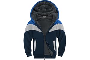 SWISSWELL Boys Fleece Jacket Long Sleeve Sherpa Lined Zip Up Hoodies Soft Warm Sweatshirt Outerwear for Kids 6-15 Years