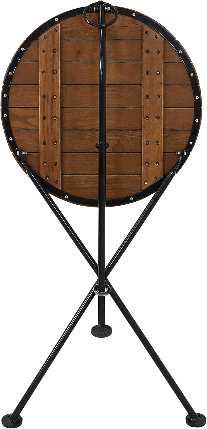 Sunnydaze French Country European Chestnut Wood Round Bistro Table - Portable Indoor/Outdoor Folding Table - Ideal for Patio, Kitchen or Camp Site - 24-Inch Round - Brown: Sunnydaze Decor: Garden & Outdoor