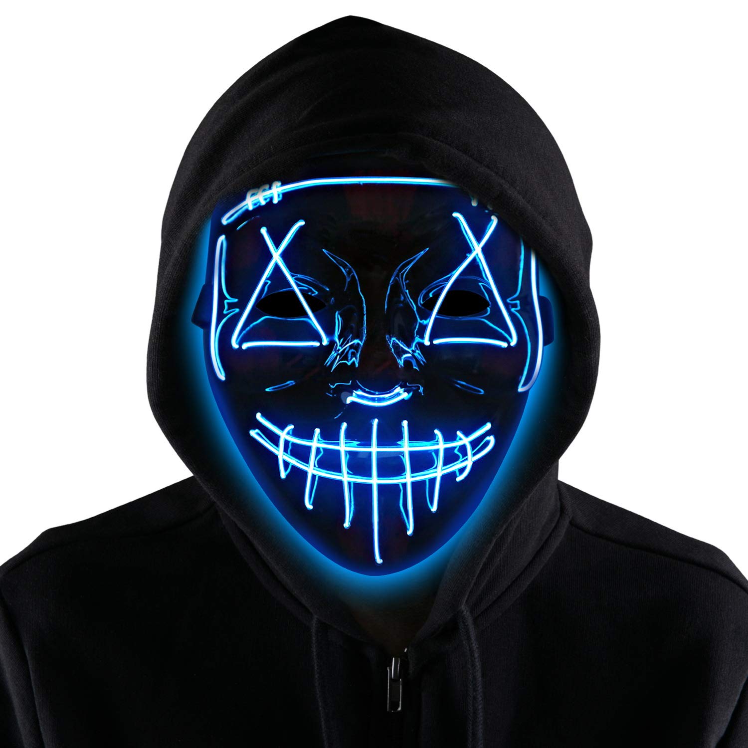 Halloween LED Purge Mask Light up Scary Mask Cool Costume EL Wire for