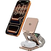 LULULOOK 3 in 1 Charging Station - Qi2.2 25W Wireless Charger Magnetic for iPhone 17/16/15/14/13/12, Apple Watch, AirPods, Fast Charge Stand with 45W GaN Adapter, Foldable Aluminum Alloy