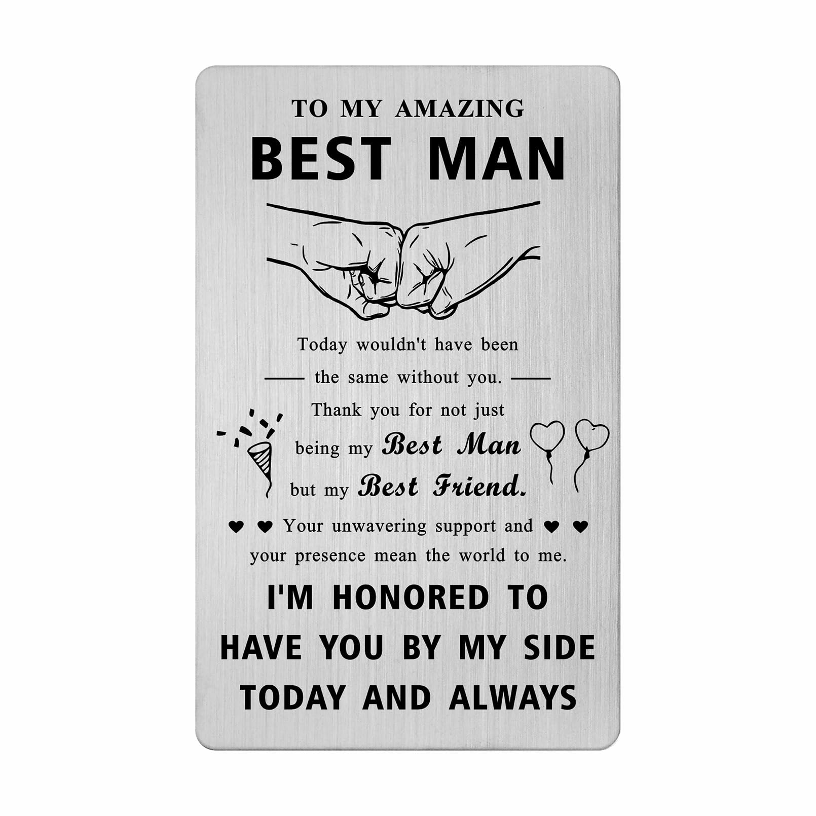 Richesele Best Man Gifts from Groom - Best Man Wedding Proposal Gifts - Laser Engraved Stainless Steel Card for Groomsmen