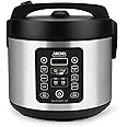 Aroma Housewares ARC-1120SBL SmartCarb Cool-Touch Stainless Steel Rice Multicooker Food Steamer, Slow Cooker with Non-Stick Inner Pot and Steam Tray, 20-Cup(cooked)/ 5Qt, Black