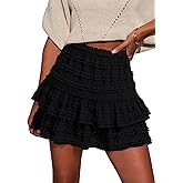 IVIR Flowy Shorts for Women Boho Ruffle Mini Skirt Casual High Waist Tiered Skorts Golf Tennis Shorts