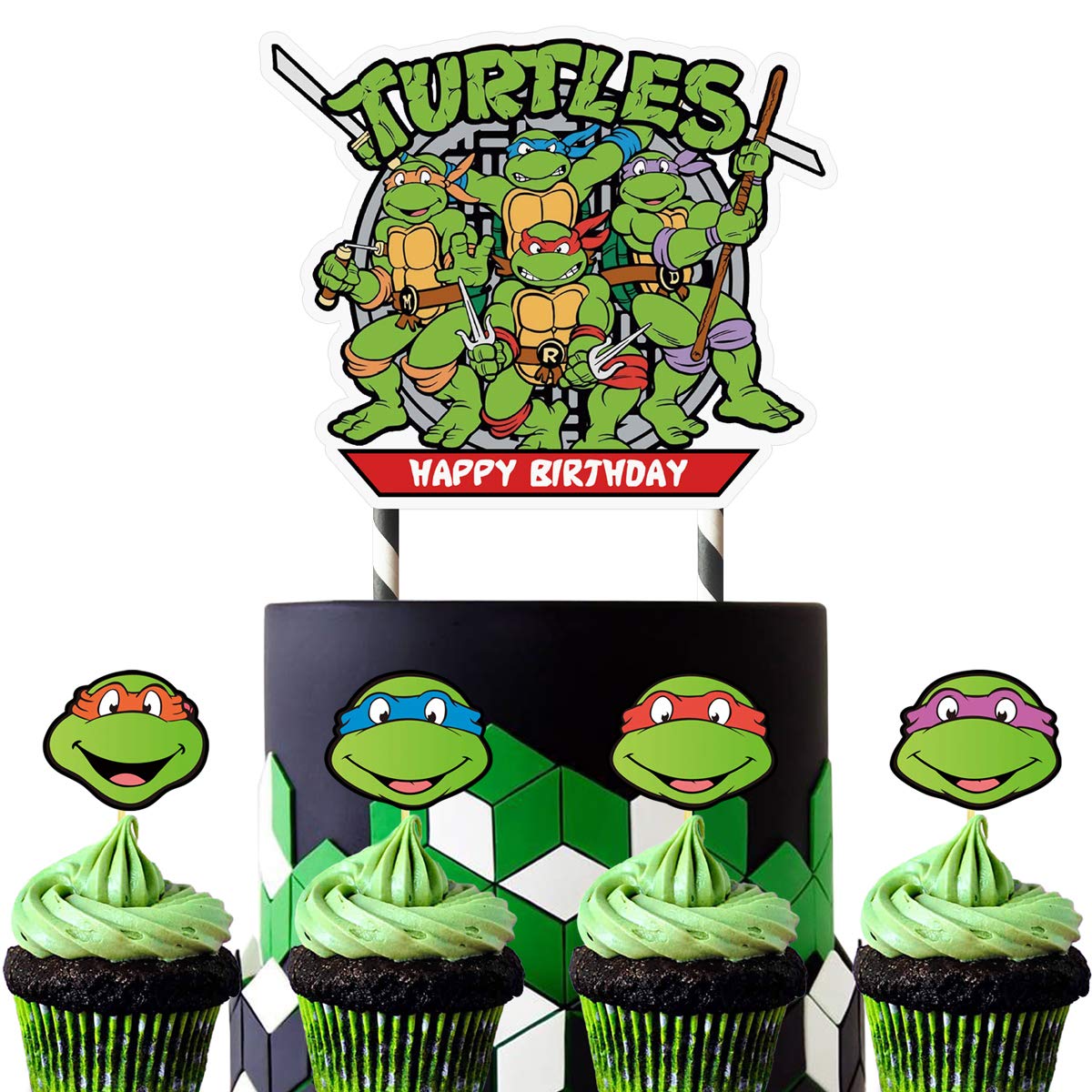 25 Decorations for Ninja Turtle Cake Topper Cupcake Toppers Birthday Party Supplies Decor for Children