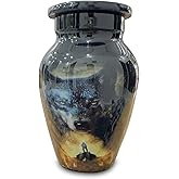 Classical.Gift.Export Decorative Small Aluminum Urn – Multicolor 3 Inch Mini Keepsake Cremation Urn, 90 gm Memorial Urn for Human or Pet Ashes