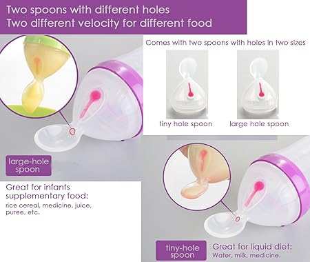 baby bottle with spoon attached