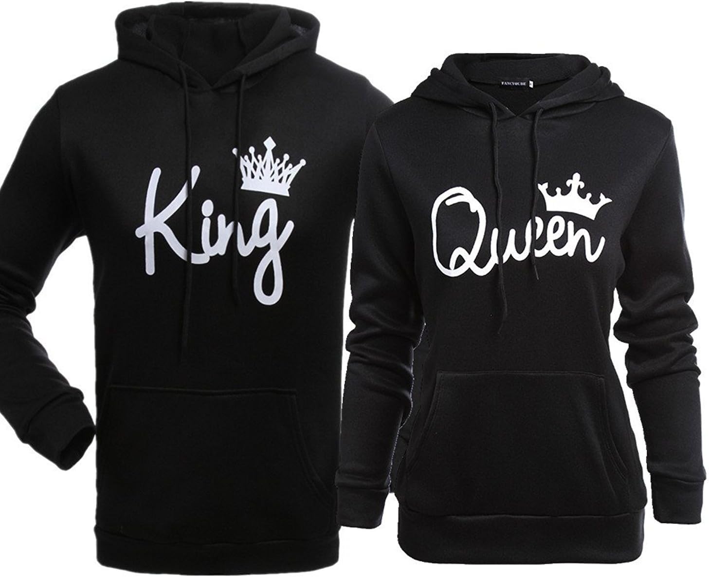 Bangerdei Matching Couple King and Queen His and Her Hooded Sweatshirt Pullover Hoodies
