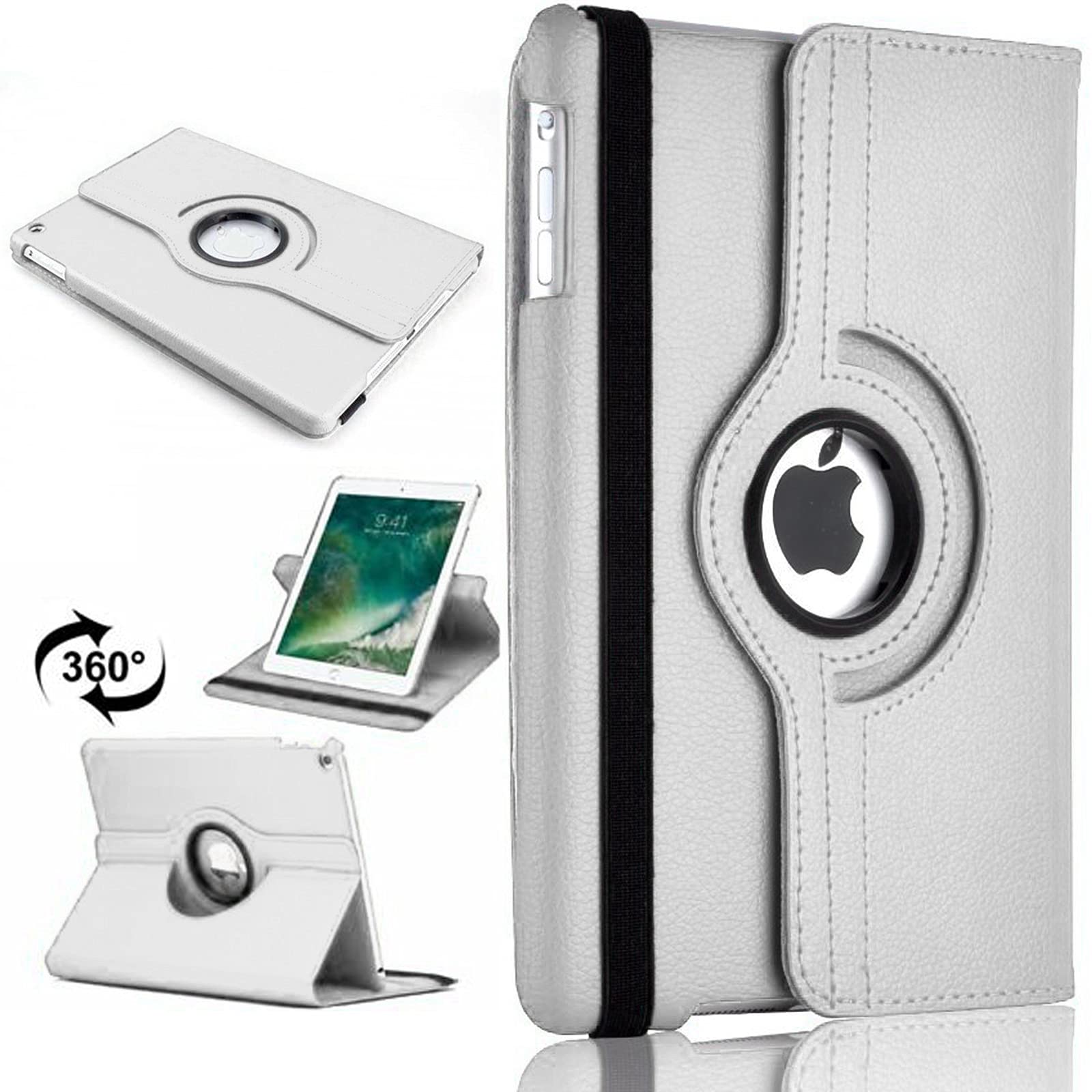 360 Rotating Cover for iPad 9th/8th/7th Generation (2021, 2020, 2019) A2197, A2200, A2198, A2270, A2428, A2429, A2430, A2602, A2604 A2603, A2605 PU Leather Case - Silver