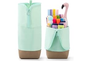 CICIMELON Foldable Standing Pencil Pen Case with Compartments Large Capacity Pencil Pouch Bag School Aesthetic Supplies for Girls Boys Adults Green