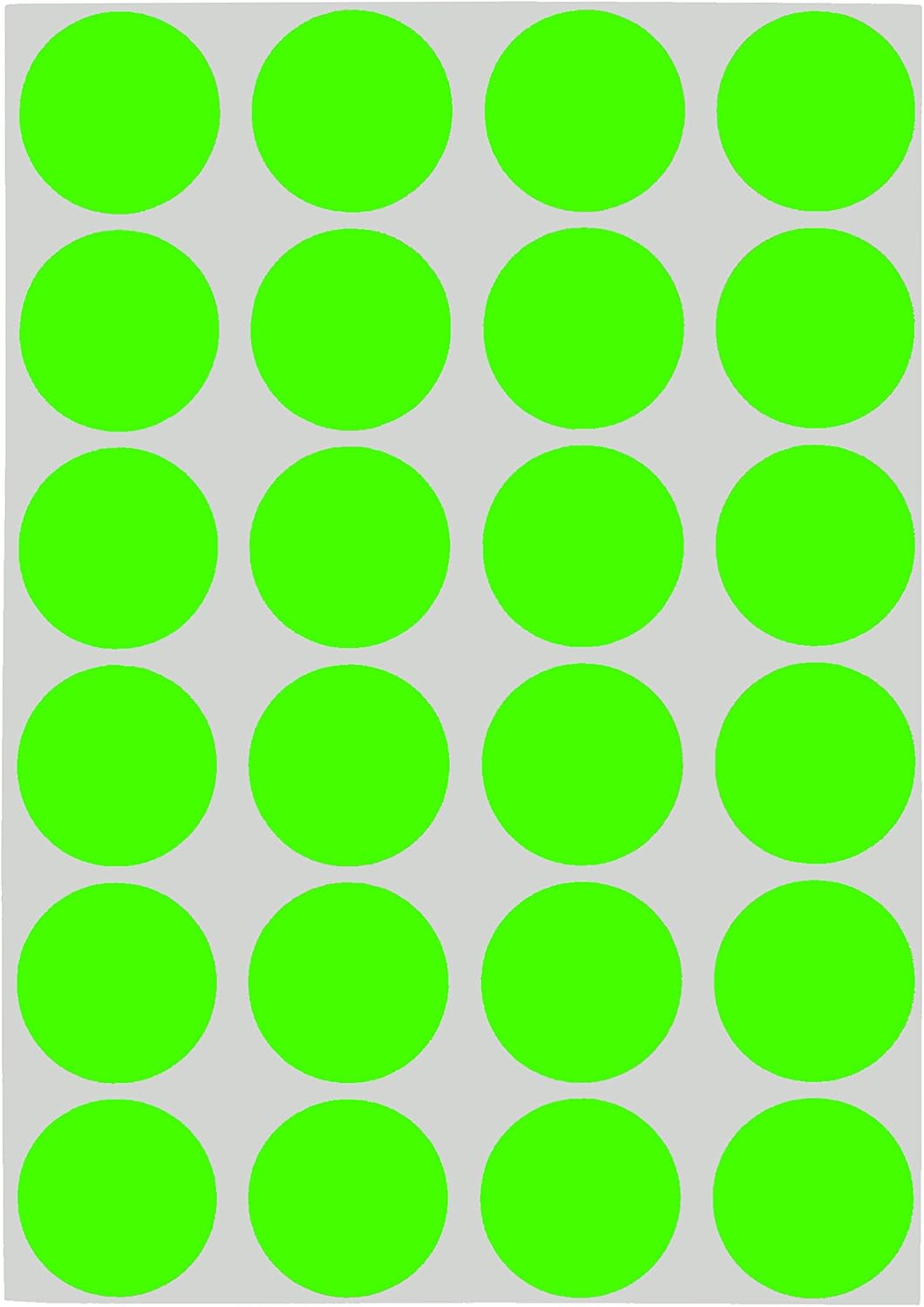 ChromaLabel 3/4 Inch Round Removable Color-Code Dot Stickers, 1008 Pack, 24 Labels per Sheet, Fluorescent Green : Office Products