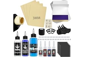 Tattoo Skin Practice Kit, Starter Tattoo Practice Kits with 2Pcs 3mm Fake Skins for Tattooing, 5Pcs Transfer Stencil Paper fo