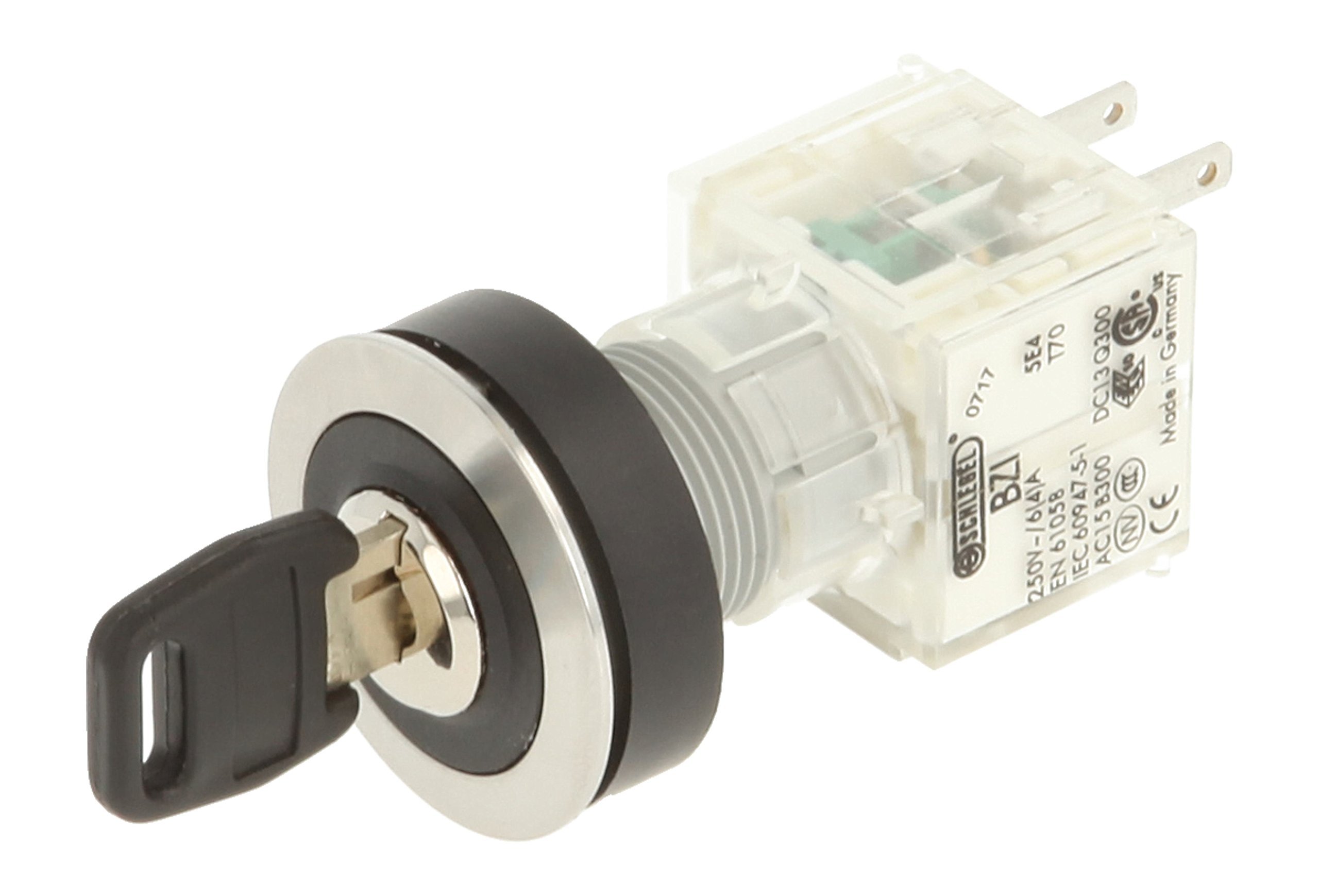 Schlegel 23.001.476 Key Switch Stainless Steel Latching 2 Positions 12-15 o'clock Push Contact Sensor 1 NO Contact