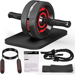 FELICIS 8-in-1 Ab Wheel Roller Fitness Kit, Ab Wheel Exercise Equipment, Sturdy Abs Wheel Roller for Home Abs Workout, Gym Abdominal Stimulator for Men/Women, Knee Pad/Jumprope/Resistance Bands