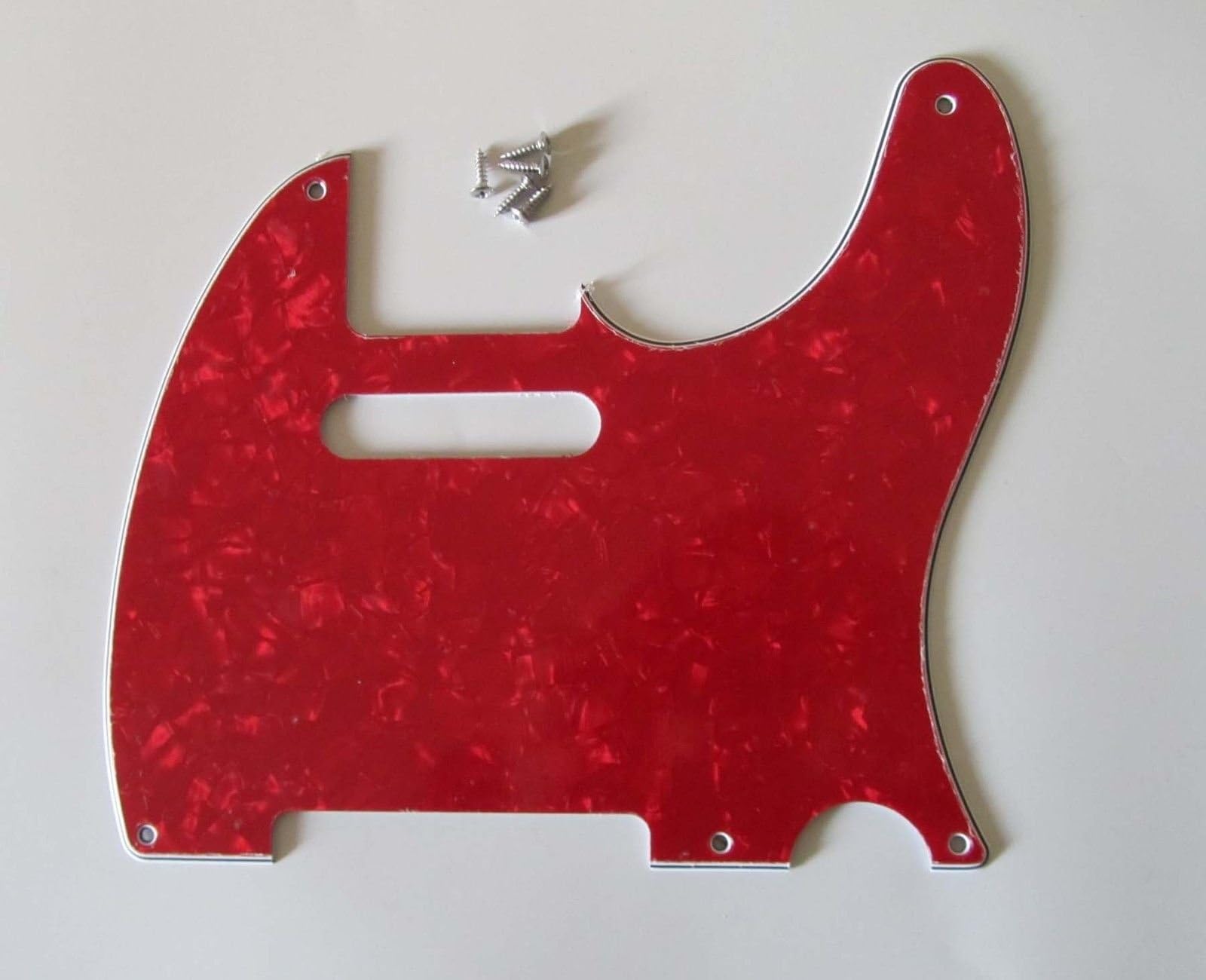 bangdan Tele Style Guitar Pick Guard Fits Telecaster, Red Pearl 3 Ply Vintage 5 Hole