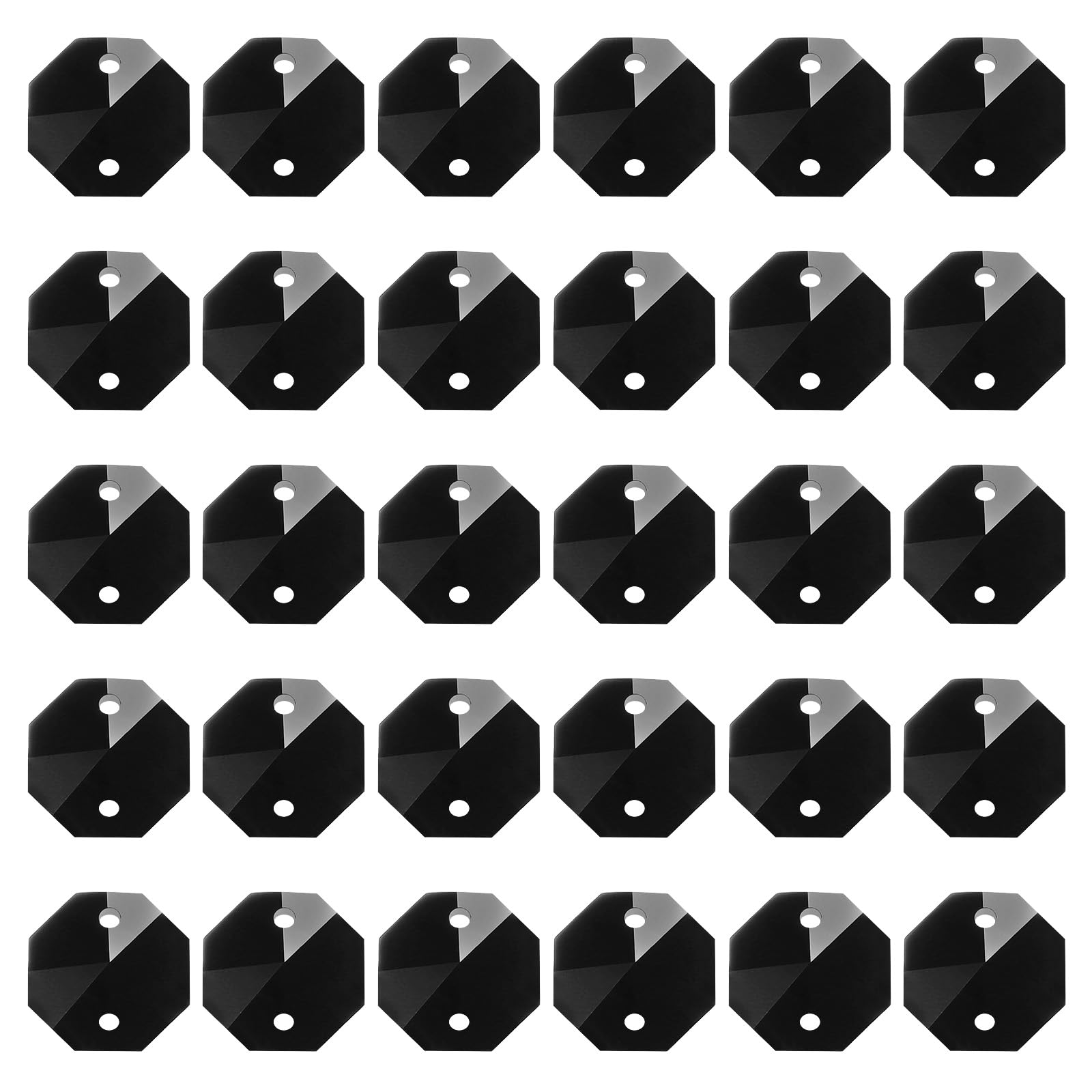 PATIKIL K9 Crystal Octagon Beads 2 Holes Pendants, 60 Pack 14mm Chandelier Prisms Parts Ornaments Hanging Beads for DIY Arts Crafts Decoration, Black