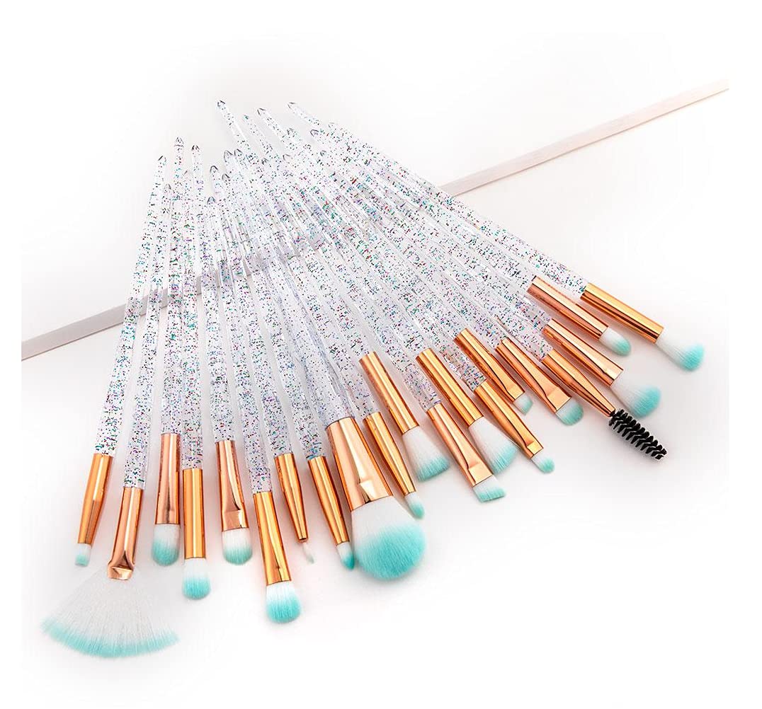 20pcs Makeup Brushes Set Eye Shadow Foundation Concealer Powder Eyebrow Eyeliner Eyelashes Lip Makeup Brushes Blending Cosmetic Beauty Tool Kit (20 GLITTER BRUSHES)