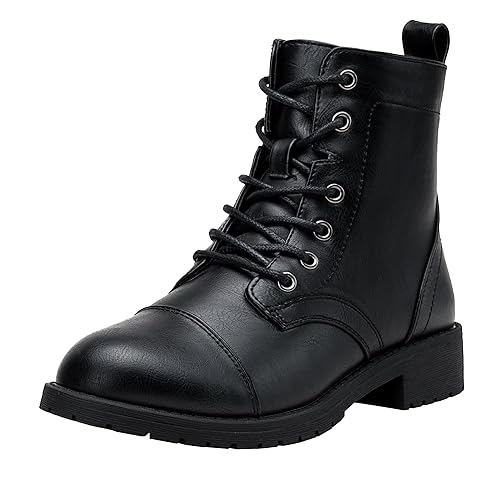 Vepose Women's Ankle Boots Lace up, Flat Fashion Combat Booties