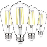 MAXvolador Vintage LED Edison Bulb Dimmable 60W Equivalent E26 Led Bulbs | High Brightness 850LM, Daylight White 5000K, ST58 Antique LED Filament Bulb E26 Medium Base, CRI 85+, Clear Glass, 4-Pack
