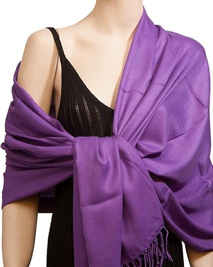 Elegant Pashmina Shawl - Dark Lilac at Amazon Womenâs Clothing store