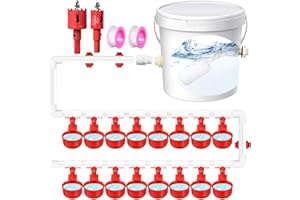 Tiangrid Complete Set Pipeline Automatic Chicken Nipple Waterer Cups, 1/2" PVC Tee Fittings and Other Parts Chicken Watering System Set for Chicken Turkey Duck Poultry Pigeon Quail Feeding Water