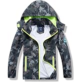 IjnUhb Boys Rain Jacket with Detachable Hood Lightweight Raincoats for Kids